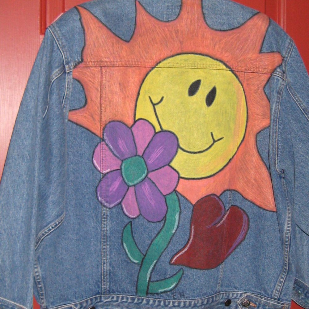 Denim Jacket Hand Painted size Large